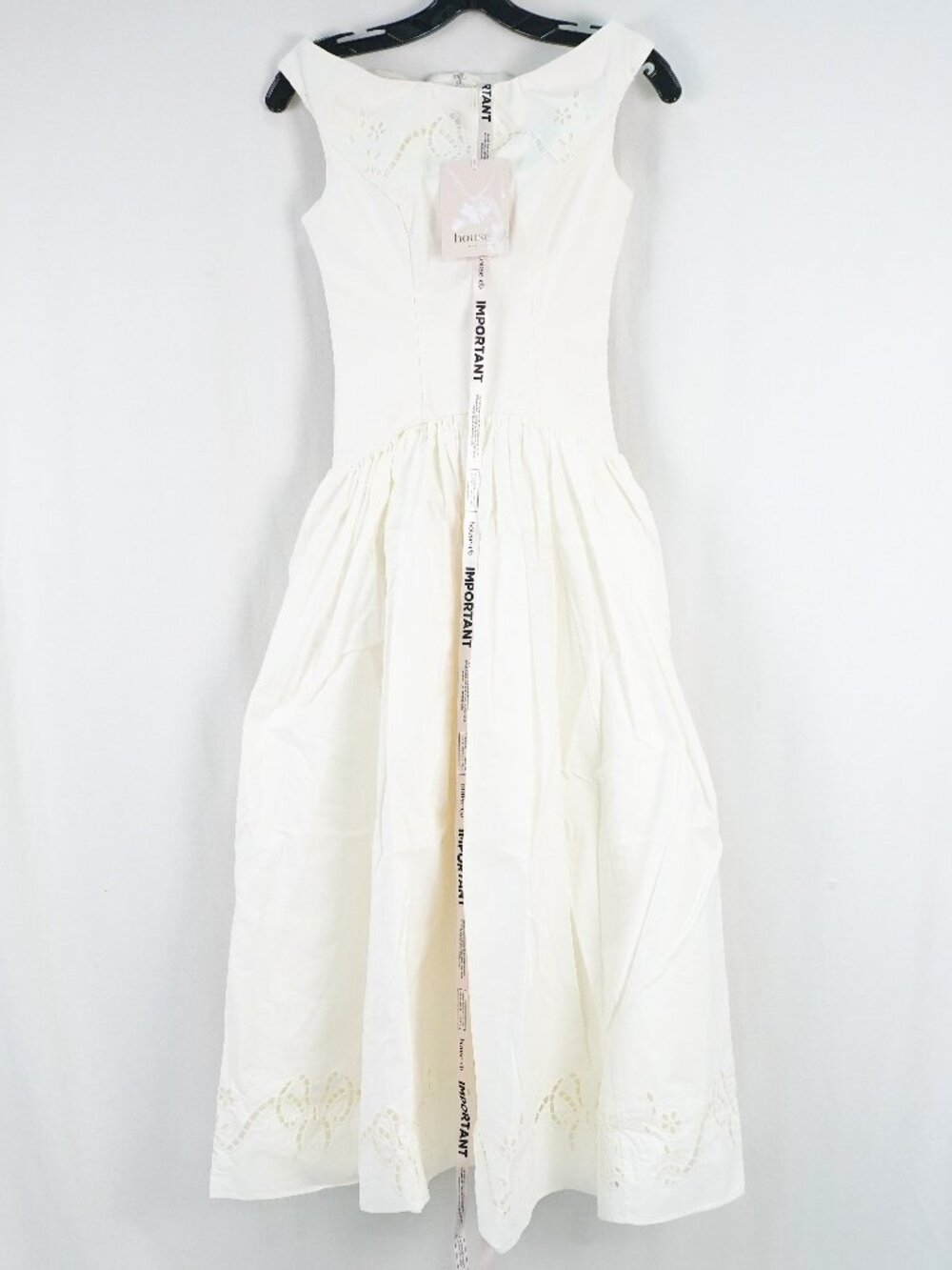 House of CB Lauren White Cotton Broderie Anglaise Boat-Neck Maxi Dress - Size XS - Picture 2 of 8